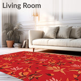 Rustic Abstract Floral Mosaic with Seasonal Leaf Detailing(Red)