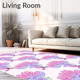 Modern Floral Interlocking Tapestry with Stylized Petal Arrangements(Pink)
