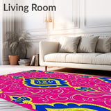 Paisley Teardrop Design Machine Floor Covering (Pink)
