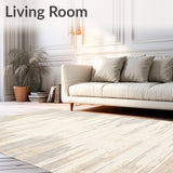 Contemporary Abstract Beige & Ivory Brushstroke Effect(Beige)