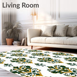 Ornate Floral Arabesque with Symmetrical Damask(White)