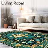 Living Rug Peacock Garden Easy Clean Carpet(Blue)