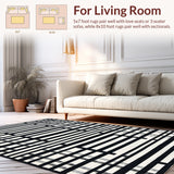 Entryway Accent Graphic Stripe Woven Floor Covering(Black)