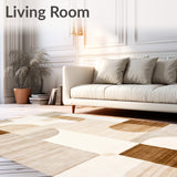 Contemporary Cream & Brown Geometric Area(Beige)