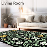 Abstract Floral Cluster with Whimsical and Bee (Black)