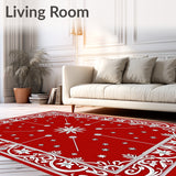 Festive Holiday Medallion Tapestry With Elegant Botanical Motifs(Red)