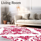 Vintage Rose Garden Damask with Ornate Flourish Details (Red)