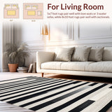 Stylish Black And White Stripe Absorbent Doorway(Black)
