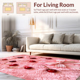 Ultra Soft Area Rug, Non Slip, Stain Resistant, Washable Area Rugs for Living Room, Bedroom, Fluffy Pink Coquette Bathroom Decor(Pink)