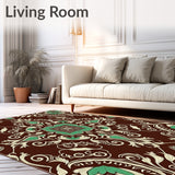 Traditional Floral Damask with Intricate Botanical Motifs (Brown)