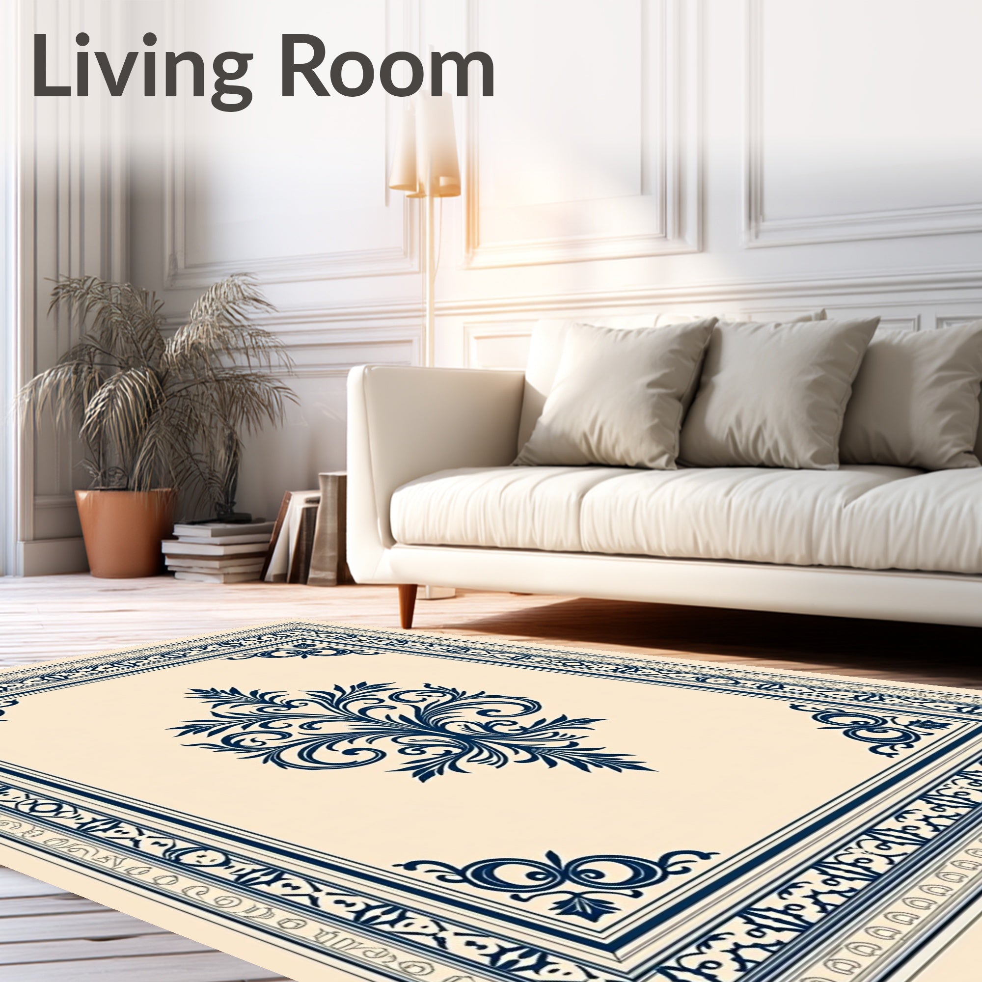Timeless Damask Heritage Artisan Crafted Symmetrical (Beige) - ODIKA