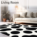 Cowhide Print Faux Leather Decorative Floor(Black)