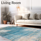 Abstract Distressed Area Over Dyed Vintage Beige Blue(Blue)