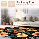 Ultra Soft Area Rug, Non Slip, Stain Resistant, Washable Area Rugs for Living Room, Bedroom, Vintage Floral Dining Room Washable Carpet(Red)