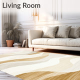 Florida Waves Luxury Area With Non Shedding Fibers For Home Elegance(Beige)