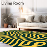 Abstract Ripple Wave Design with Contrasting Golden Highlights(Yellow)