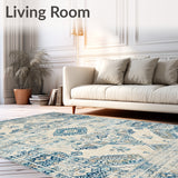 Chic Vintage Boho Area Neutral Beige Blue(Beige)
