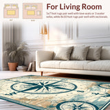 Seaside Retreat Runner With Vintage Mariner Compass Design(Blue)