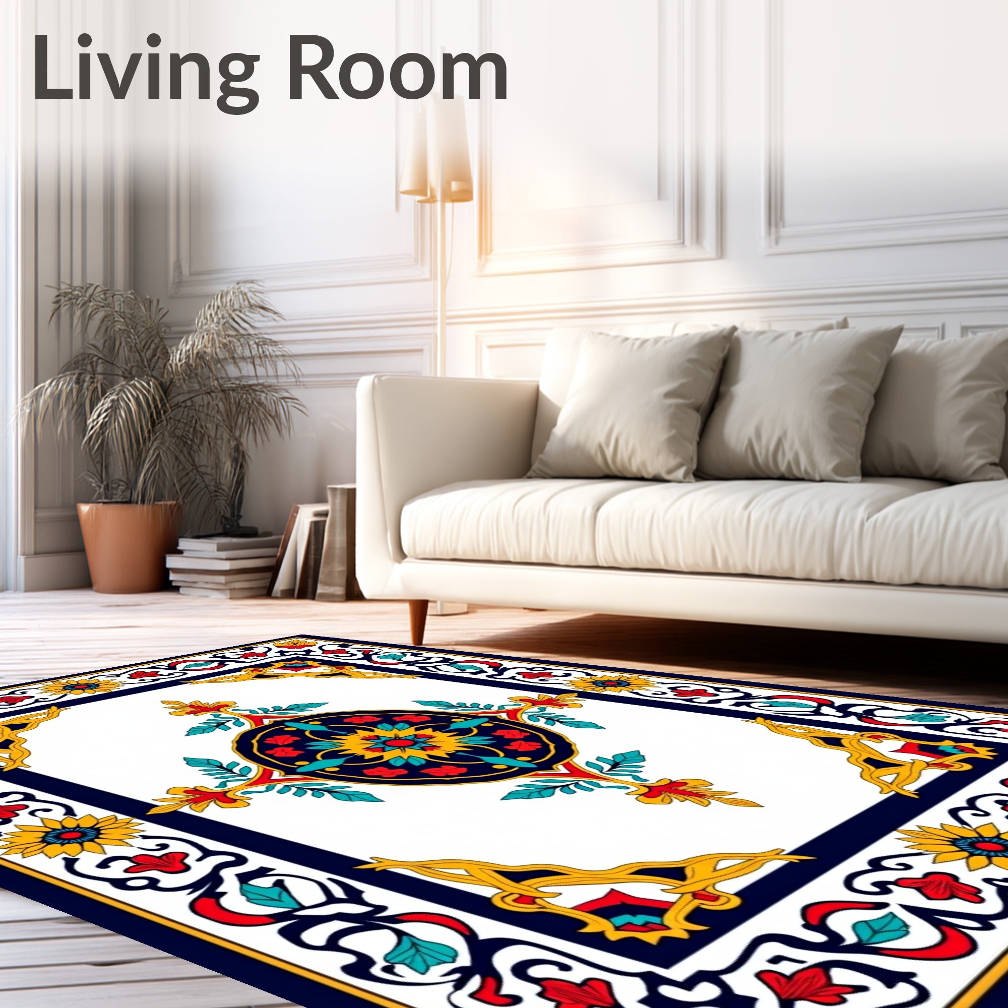 Rosa Garden Interlocking Botanical Medallion with Vintage Motifs (Yellow) - ODIKA