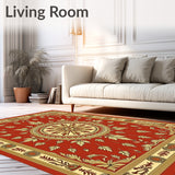 Autumn Leaves Medallion Vintage Tapestry Design with Rustic Charm(Red)