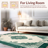 Ultra Soft Area Rug, Non Slip, Stain Resistant, Washable Area Rugs for Living Room, Bedroom, Oriental Distressed Floral(Green)