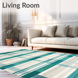 Artistic Irregular Plaid with Blue Green and Light Beige Contrasts(Beige)