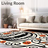 Haunted Skeleton Grin with Gothic Swirls and Festive Pumpkin Accents(Black) - ODIKA