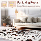 Ultra Soft Area Rug, Non Slip, Stain Resistant, Washable Area Rugs for Living Room, Bedroom, Rustic Faux Cowhide Decor for Small Spaces(White)