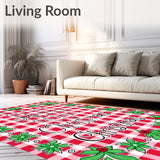 Festive Pinecone Plaid Design with Scripted Holiday Wishes Motif(Red)