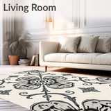 Vintage Floral Medallion Distressed Heritage Elegant Timeless(Black)