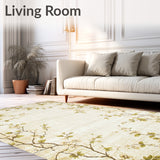 Boho Chic Area Distressed Floral Low Pile(Beige)