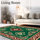 Elegant Interlocking Chevron with Ornate Floral Accents(Green)