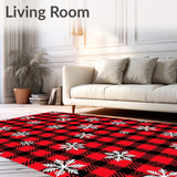 Nordic Snowflake Gingham Featuring Holiday Plaid and Starburst Details(Red)