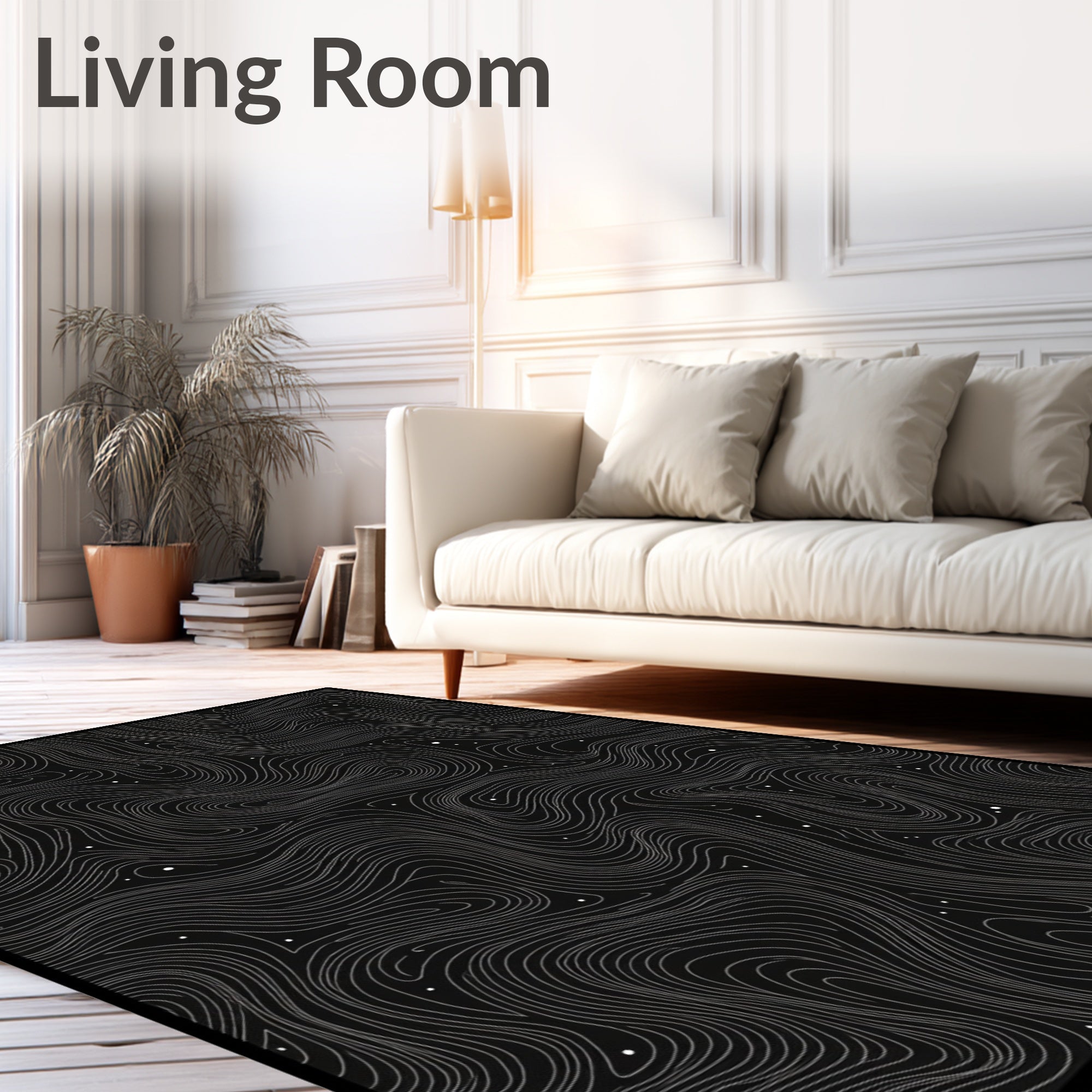 Modern Maze Motif with Abstract Wave and Dotted Overlay (Black) - ODIKA