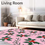 Vintage Holly Berry Wreath with Traditional Botanical Design(Pink)