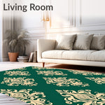 Damask Scroll with Baroque Floral Medallions (Green) - ODIKA