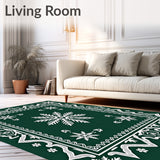 Holiday Evergreen Snowflake Medallion Textured Shag(Green)