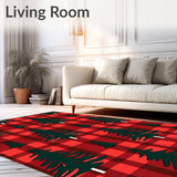 Festive Pine Tree with Checkered Border Holiday(Red)