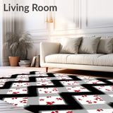 Scandi Checkerboard with Festive Holly Leaf Details(Black)