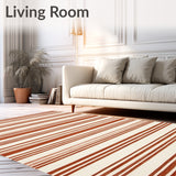 Durable Farmhouse Style with Bold Terracotta and Beige Linear(Brown)