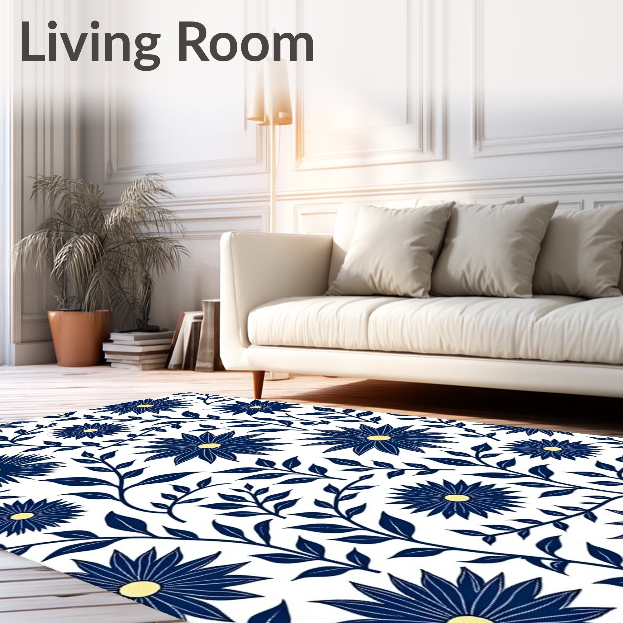 Art Nouveau Blossom Swirl with Ornate Interlocking Leaf (Blue) - ODIKA