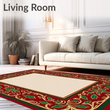 Festive Holly Vine Border Design with Traditional Holiday Leaf Scrollwork(Red)