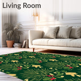 Whimsical Evergreen Interlocking Pine Needle and Holly Design(Green)