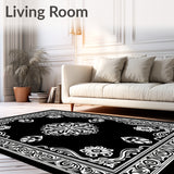 Floral Medallion Scrollwork with Ornate Detailing(Black)