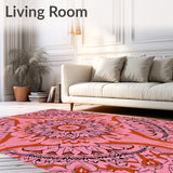 Boho Autumn Dreamscape with Interlocking Sunburst and Foliage(Pink)