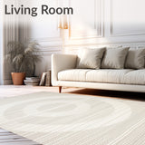 Coastal Charm Round Serene Ivory & Light Beige Woven Circle Area(Gray)