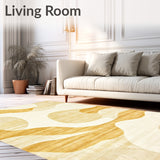 Golden Beige Plush Round with Abstract Art(Beige)