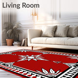 Medallion with Houndstooth Border Accent Details(Red)