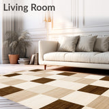 Geometric Beige Brown Accents Modern Area(Beige)