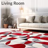 Bold Geometric Red White Grey Black Accent Carpet(Red)
